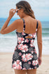 Black Floral Print Twisted Hollowed Back Swim Dress